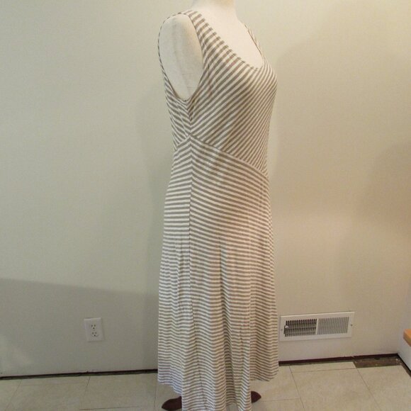 Cut Loose Cotton/Linen Tan/White Striped Tank Maxi - Picture 8 of 16